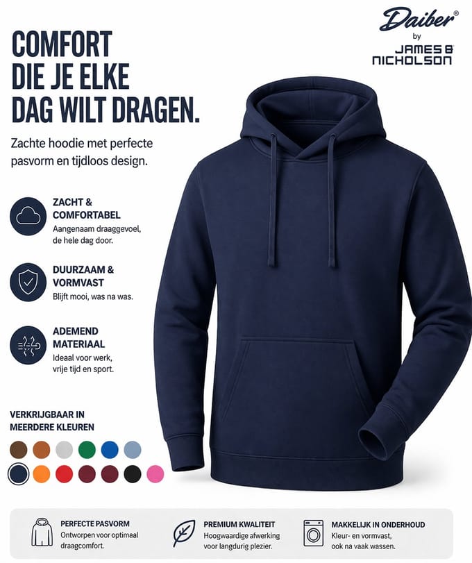 James And Nicholson Heren Basis Hoodie (Marine)