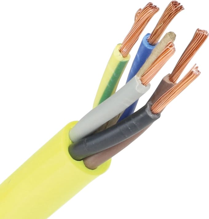 Pur kabel H07BQ-F 5x2.5mm² geel per haspel 500 meter