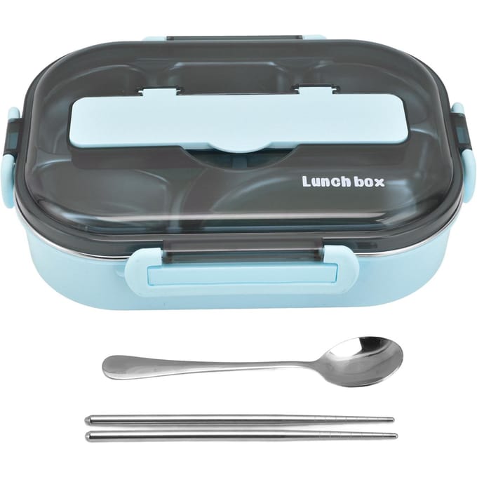 1.3L Thermische Lunchbox RVS 5 Compartimenten Lunchbox met Eetstokjes Lepel voor School L(for 6.5-9kg) white