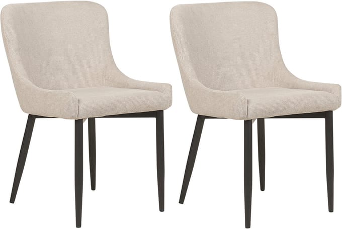 EVERLY - Eetkamerstoel set van 2 - Lichtbeige - Polyester