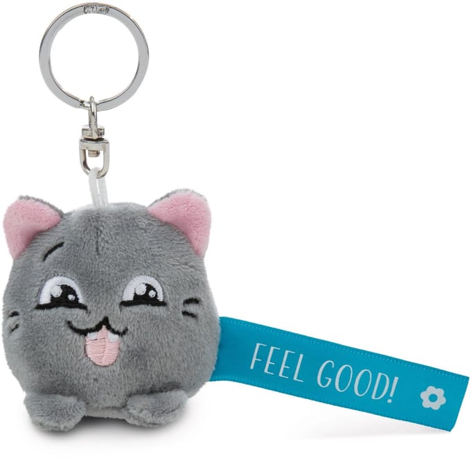 NICI Sleutelhanger Kat Feel Good! Blauw 5cm