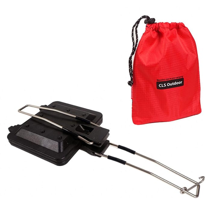 Outdoor opvouwbare handgreep Muffin Sandwich bakvorm Multifunctionele camping picknick ontbijtklem zwart