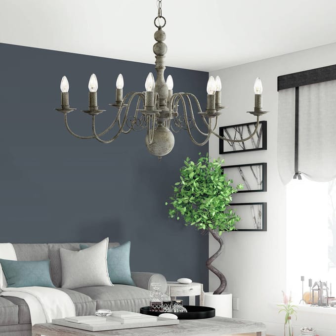 Searchlight GREYTHORNE - Hanglamp - 8 Lichts - Grijs
