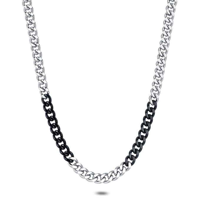 Twice As Nice Halsketting in edelstaal, gourmet, zwart 50cm