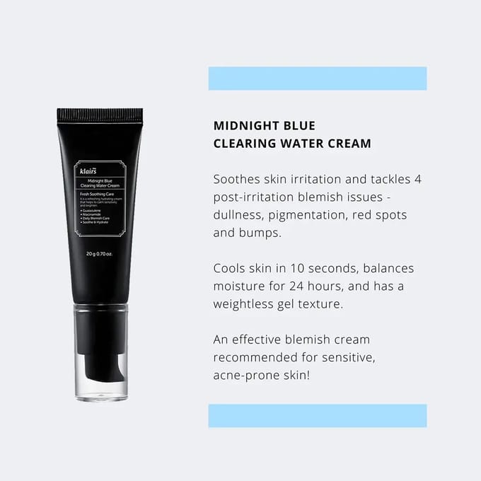 Dear Klairs Midnight Blue Clearing Water Cream – kalmerende gezichtscrème 20