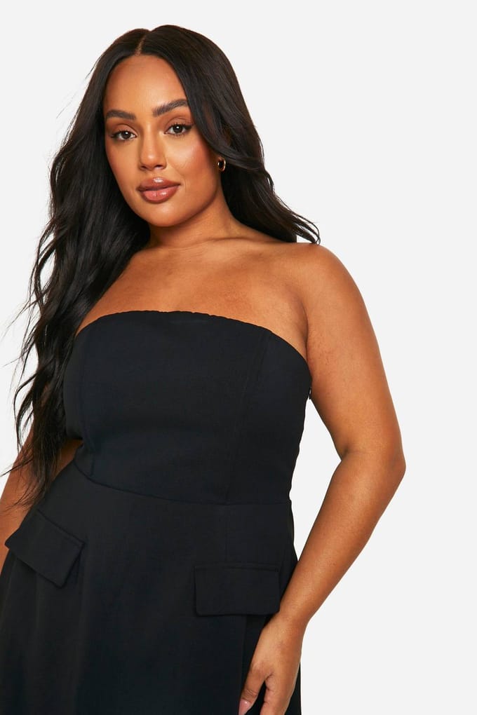 boohoo Dames Plus Gestructureerde Bandeau Mini-jurk | Black | Maat: 26