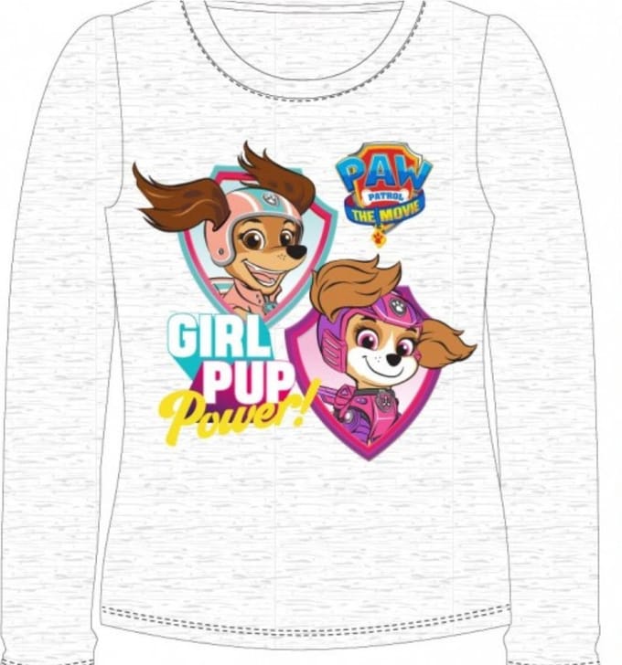 Paw Patrol Skye Kids Lang T-shirt Grijs Wit - 122 cm - Skye Kindermode Shirts