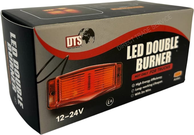 DTS LED Dubbelbrander Oranje – Oranje Glas – Oldskool Look – 12/24V