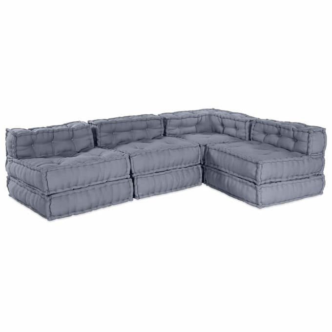 vidaXL - Modulebankeenheid - Stof - Grijs - 210 - x - 140 - x - 56 - cm