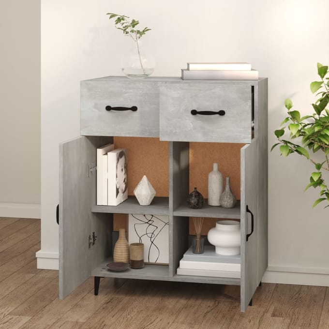 vidaXL - Dressoir - 69,5x34x90 - cm - bewerkt - hout - betongrijs