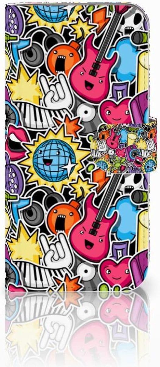 Samsung Galaxy A40 Wallet Case met Pasjes Punk Rock