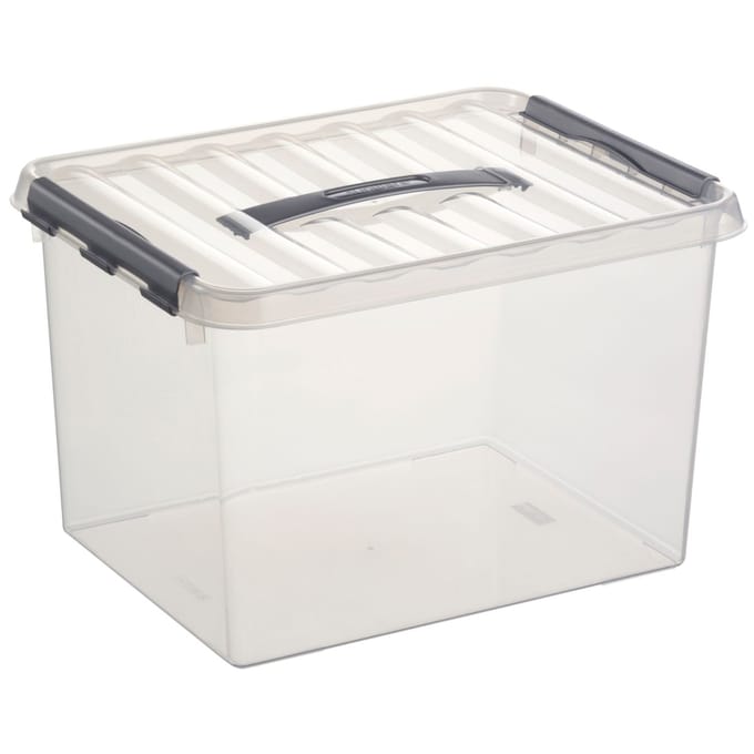 Sunware Q-Line opbergbox 22L - 40x30x26 cm - Transparant/grijs