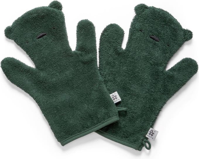Sebra - Washandje Beer (Set van 2) - Washandjes - Bottle Green