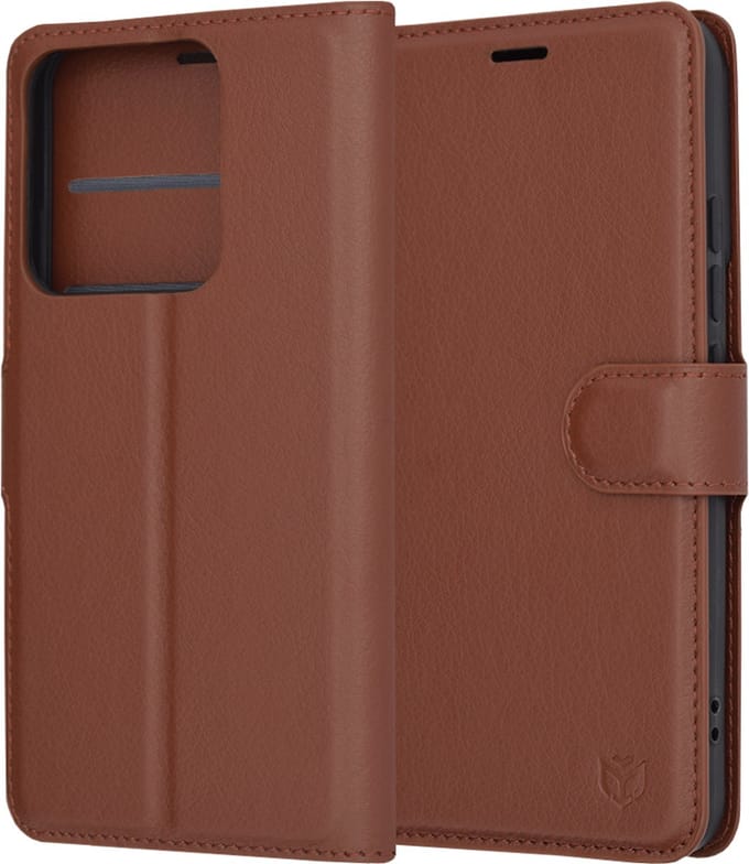 Hoesje geschikt voor Xiaomi 14 - Techsuit Leather Folio Book Wallet Case - Bruin