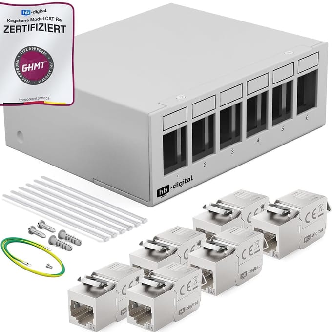 Afgeschermd 6-Poorts Keystone Patchpaneel voor CAT6a Netwerkkabels