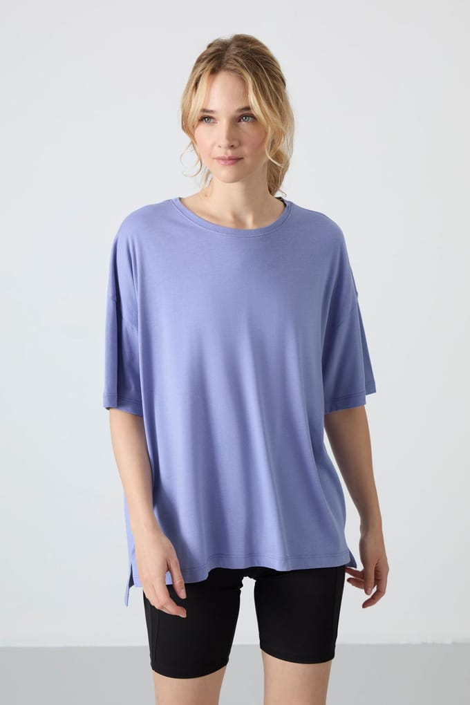 Overmaatse Katoen-Modal Crew Neck T-Shirt