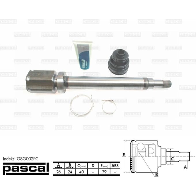 Homokineet reparatie set, aandrijfas PASCAL G8G002PC Rechts
