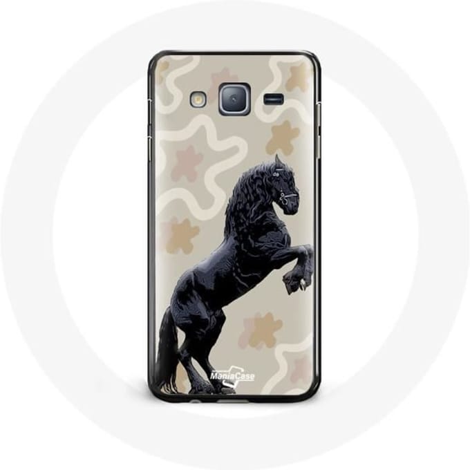 Coque pour Samsung Galaxy J7 Frison Noir Race de cheval