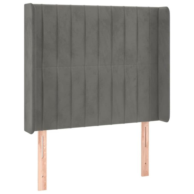 vidaXL - Hoofdbord - LED - 83x16x118/128 - cm - fluweel - lichtgrijs