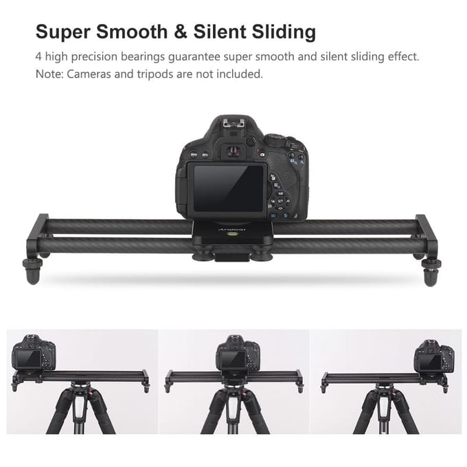 40 cm/15 inch Koolstofvezel Camera Track Slider Video Stabilisator Rail zwart