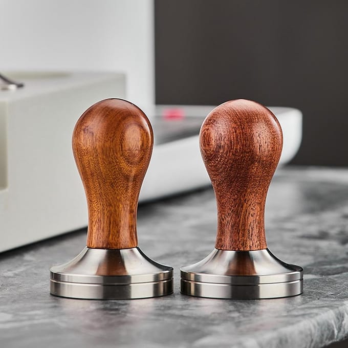 Koffiepers Tool - Espresso Handvat - Restaurants Keuken - Roestvrij Staal Interface - 51mm Diameter - Bruin Rood