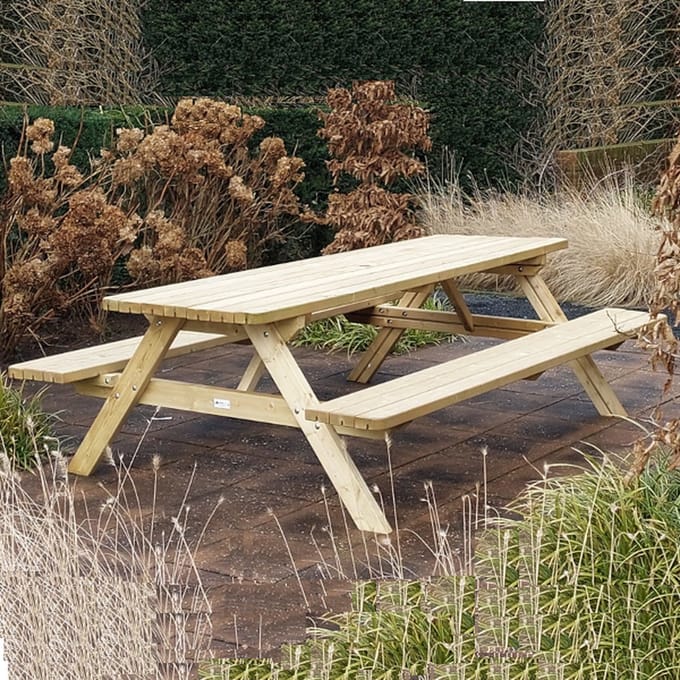 Rockwood® 6x Picknicktafel Massief Grenen Luxe Superieur 1.20m