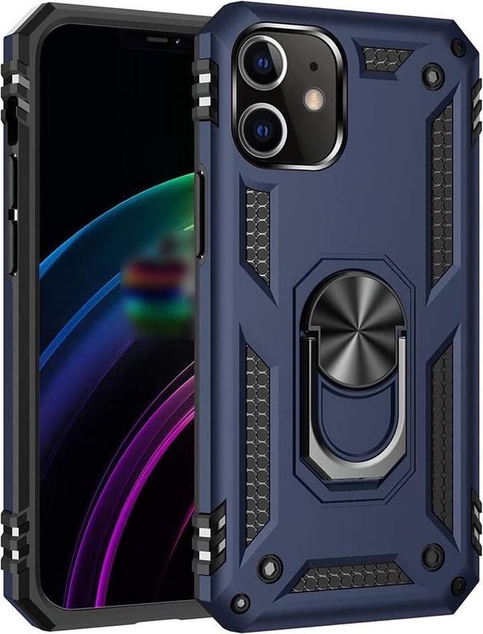 Anti-Shock Hybrid Ring Armor Hoesje - Geschikt voor: iPhone 11 Pro Max -  blauw