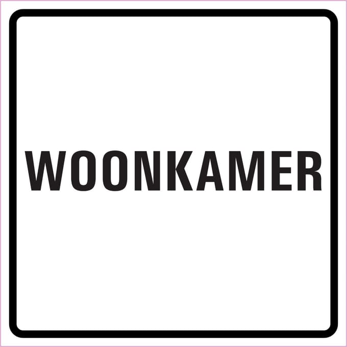 Woonkamer sticker, wit zwart 100 x 100 mm