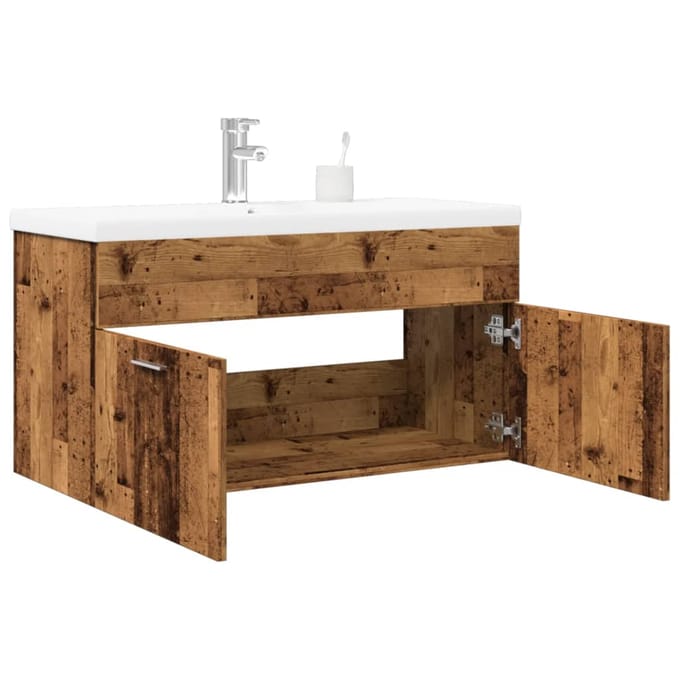 vidaXL - Wastafelkast - met - ingebouwde - wasbak - oud - houtkleurig