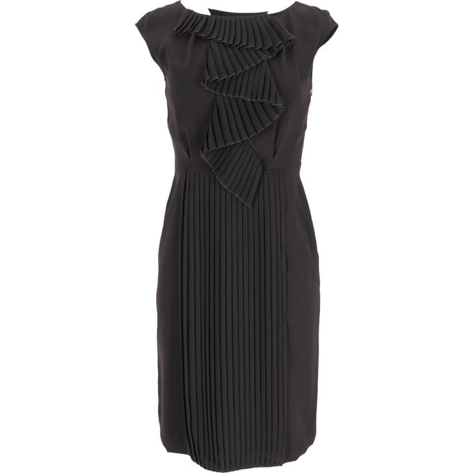 Max Mara midi-jurk met plooien in bruin triacetaat