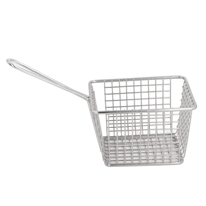 Roestvrijstalen Frituurmand met Lange Handgreep Multifunctioneel Gemakkelijk te Reinigen Frituurmand voor Rectangular, Medium white