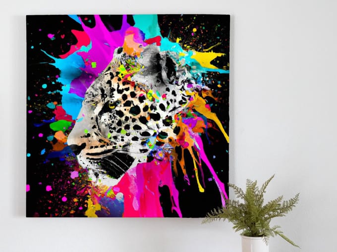 Colorful leopard explosion | Colorful Leopard Explosion | Kunst - centimeter op | Foto op | Colorful leopard explosion | Colorful Leopard Explosion | Kunst - centimeter op | Foto op | Dibond | 20 × 20 cm