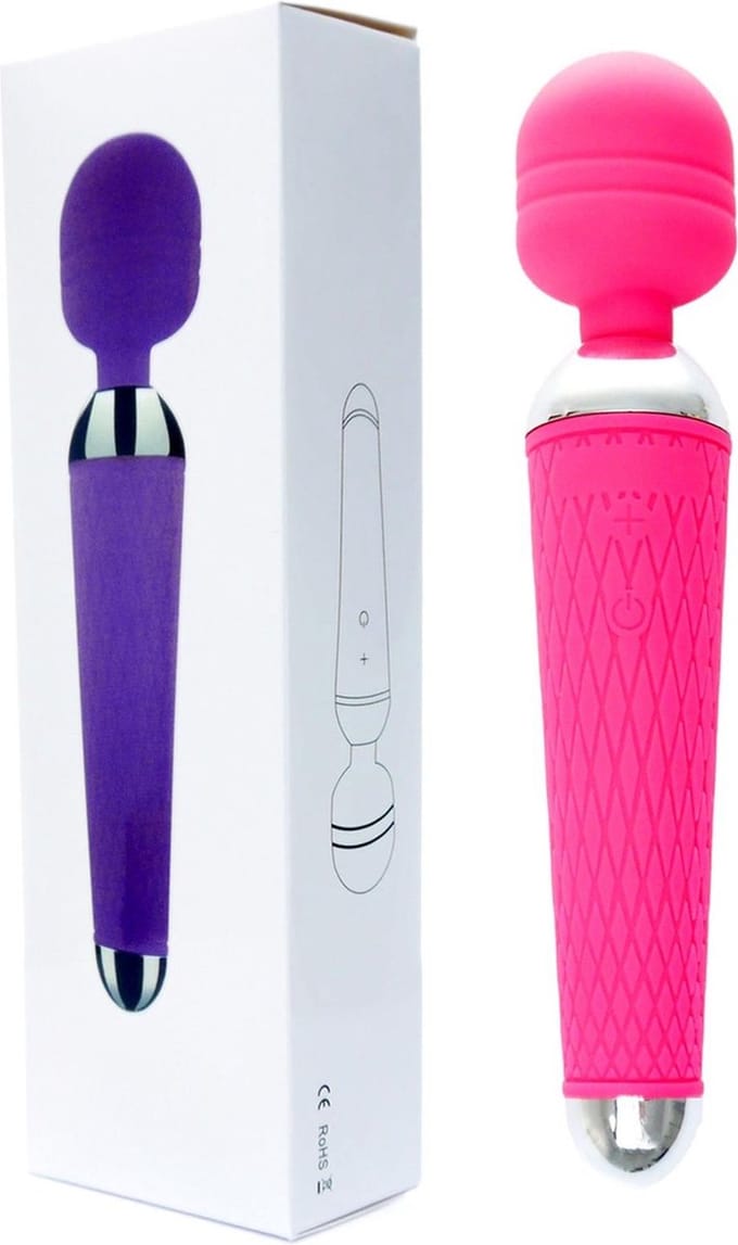 Bossoftoys - 22-00036 - Power Wand stimulator - Silicone Massager Roze USB - 16 Functies - USB oplaadbaar