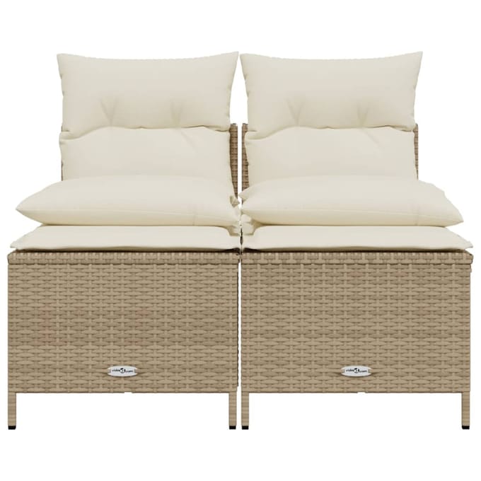 vidaXL - 4-delige - Loungeset - met - kussens - poly - rattan - beige