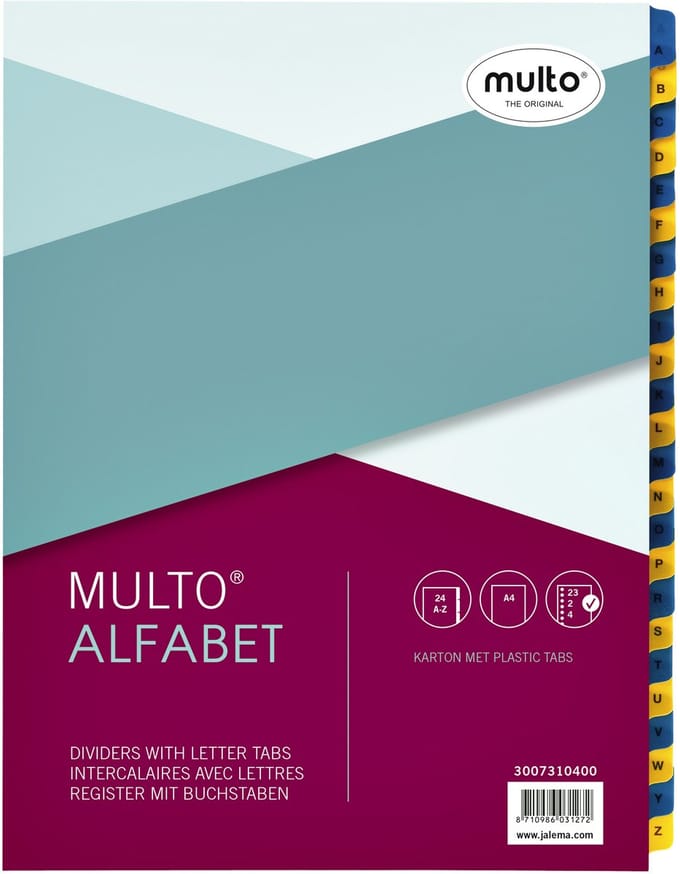 Tabs Multo A4 23-Ring 24-teilig A-Z blau/gelb Karton 170gr