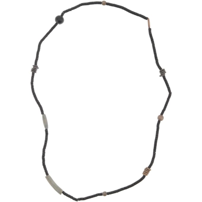 Behave – Ketting – Houten kralen – Bruin;Zwart;Grijs – 90 cm – Boho Chic