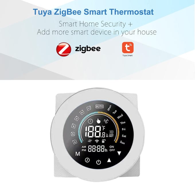 Tuya ZigBee Smart Thermostaat voor Waterverwarming Digitale Temperatuurregelaar Groot LCD-scherm GC Water Gas Boiler wit