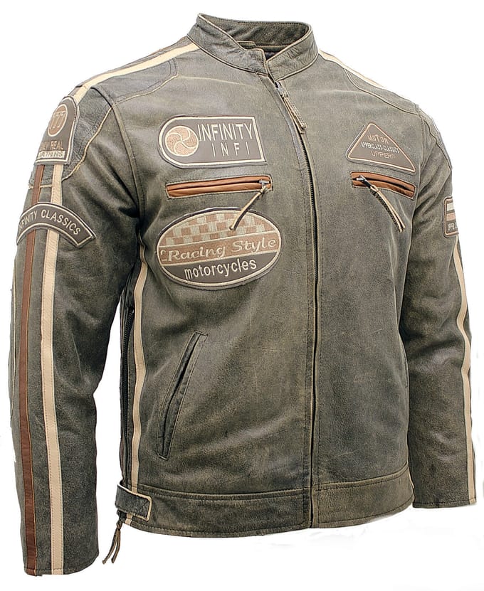 Leren race-motorfietsjack met rits