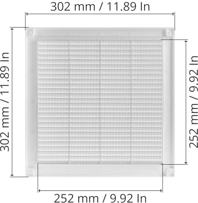 Ventilatierooster Cover - 300 x 300 mm met Muggennet