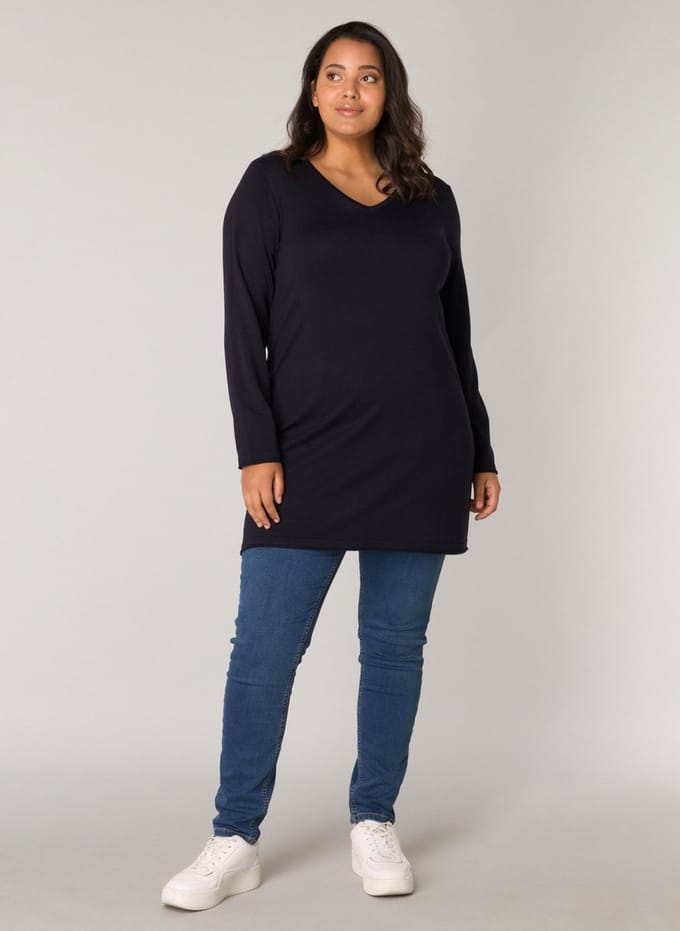 BASE LEVEL CURVY Anine Long Tuniek - Dark Blue - maat 3(52)