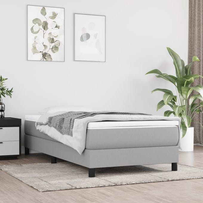 vidaXL - Boxspring - bed - 80x200 - cm - stof - lichtgrijs