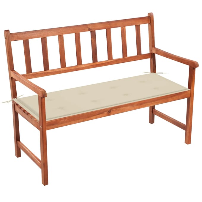 vidaXL - Tuinbank - met - kussen - 120 - cm - massief - acaciahout