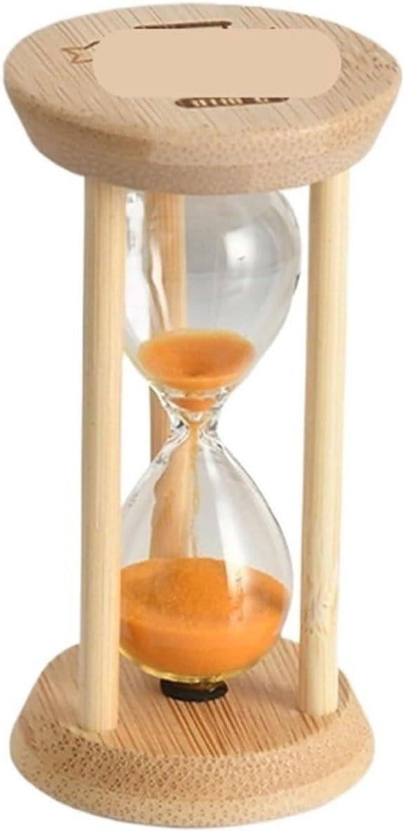 Zandloper Set - Decoratieve Timer - Tijdmanagement - Houten Basis - 100 mm Hoog - Oranje