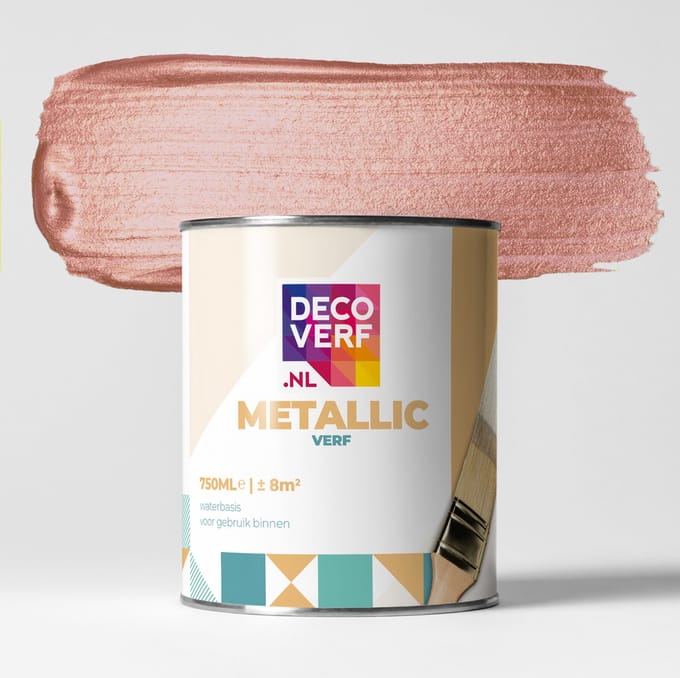 Decoverf metallic verf zalmroze, 750ml