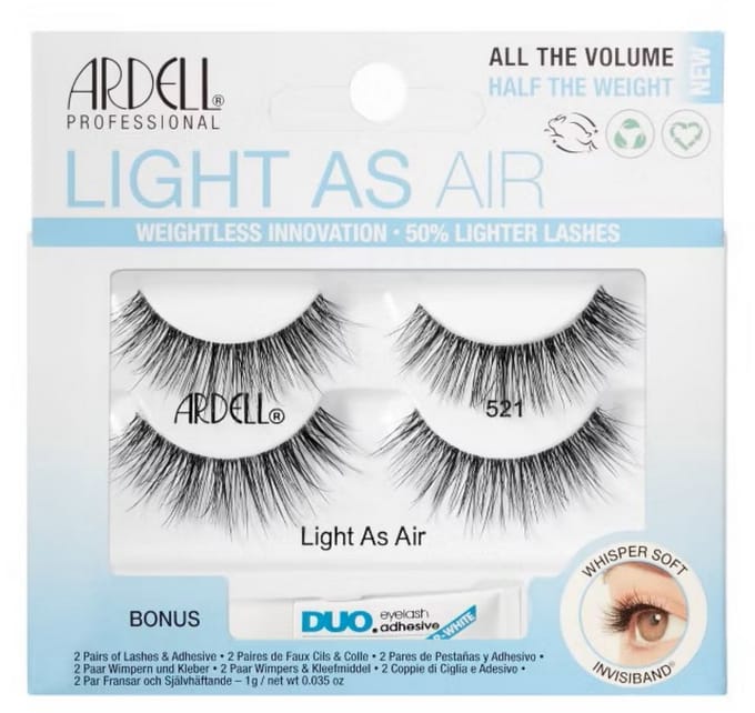 Ardell Light As Air 521 - Kunstwimpers met lijm - 2-pak, natuurlijk effect