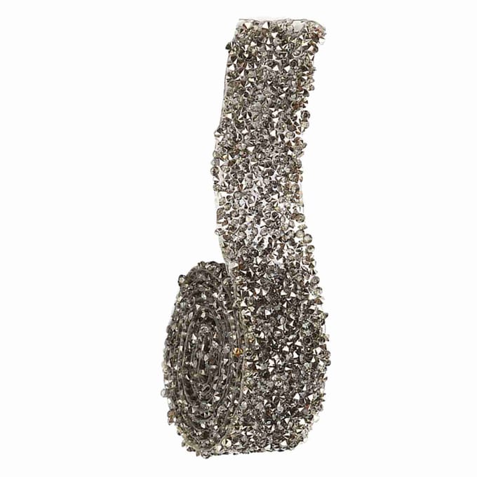 1 yard 30mm Diamant Mesh Wrap Rol Glitter Kristal Strasslint Decoratie (Grijs) black