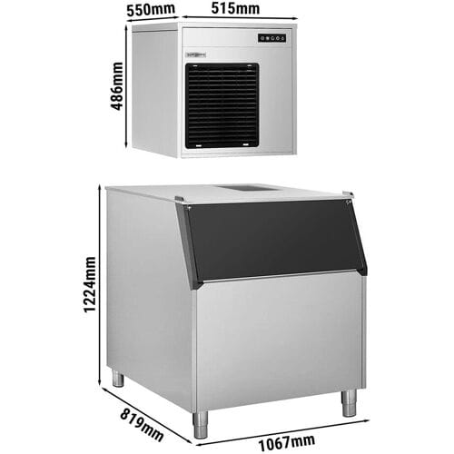 GGM Gastro Flockeneisbereiter - 220 kg / 24 h - inkl. Eisvorratsbehälter Zilver