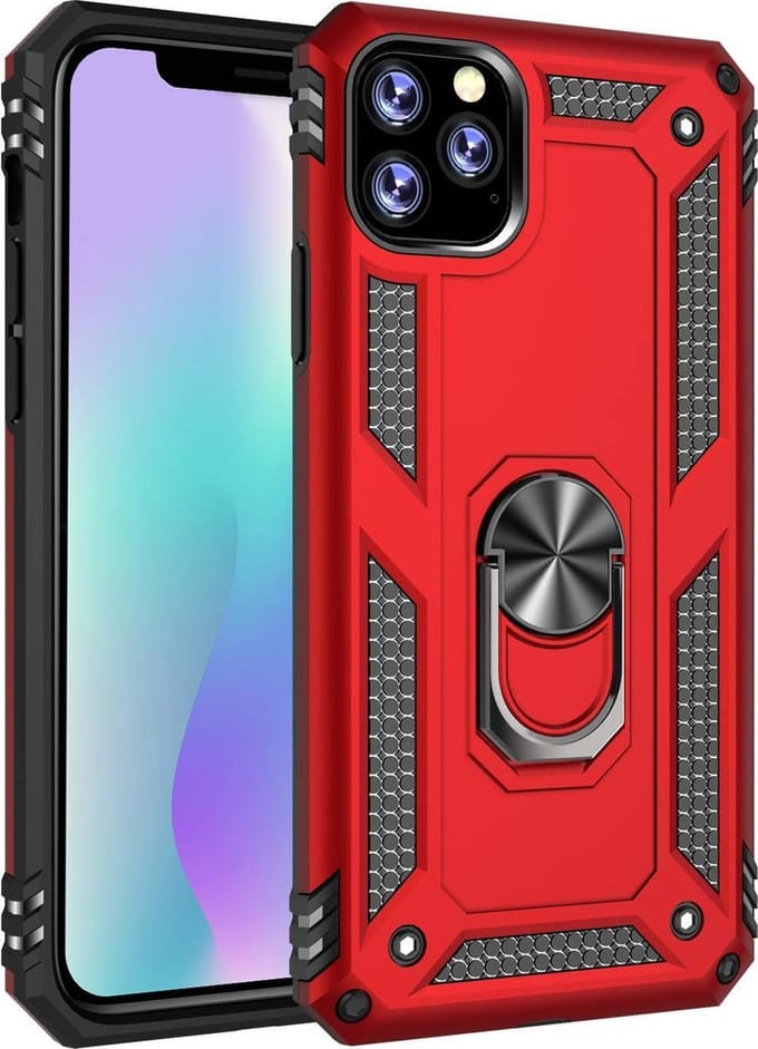 Ring Armor - Hoes met Kickstand Ring Geschikt voor: iPhone 11 Pro Max Rugged Ring Armor schokbestendige rood