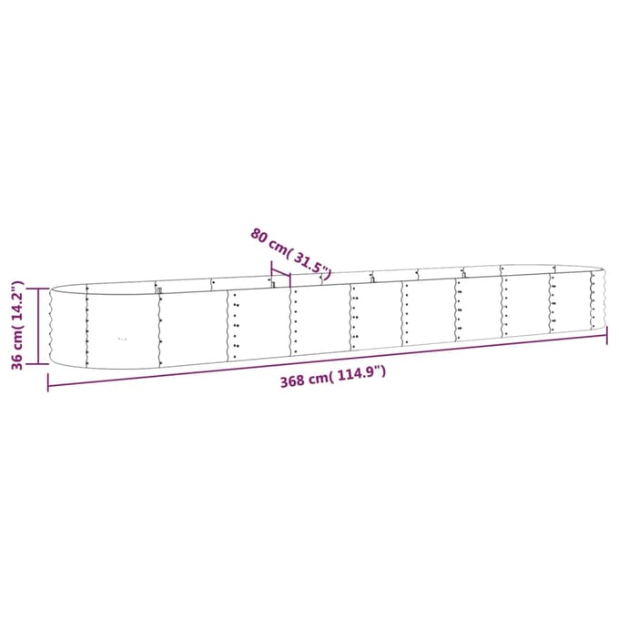 vidaXL - Plantenbak - 368x80x36 - cm - gegalvaniseerd - staal - groen