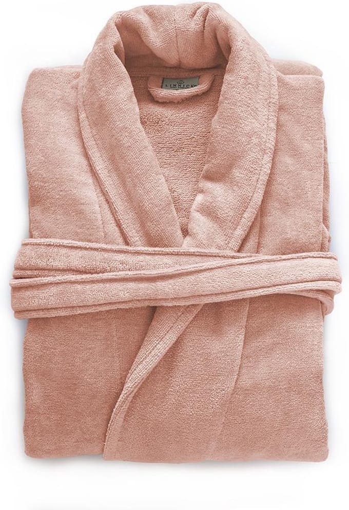 LINNICK Pure Badjas Velours - 100% Katoen - Light Pink - Maat M - Badjas Dames - Badjas Heren